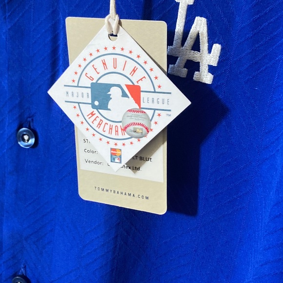 Sample tommy Bahamas los angles dodgers embroidered stitch Hawaiian button shirt - Picture 12 of 12